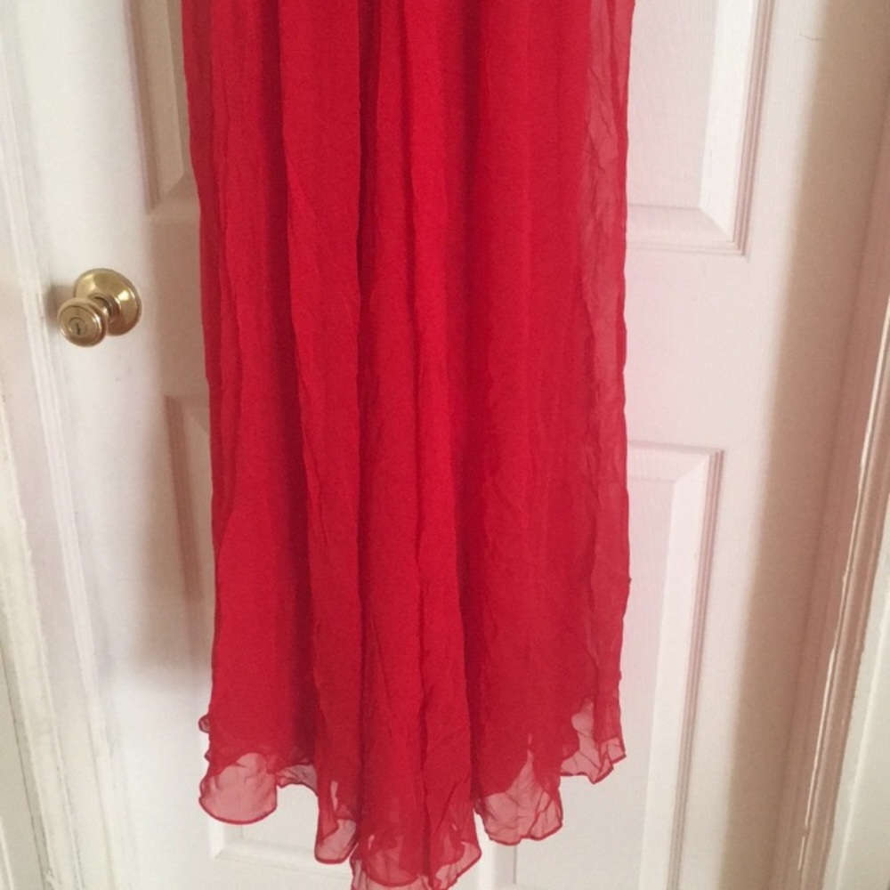 Badgley Mischka Strapless Silk Cross-Drape Gown - Picture 5 of 8